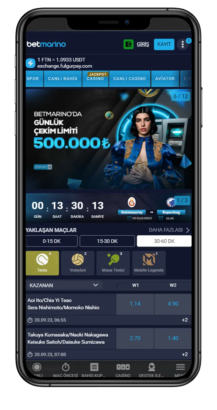 Betmarino Mobil Uygulama - Android iOS Uygulaması